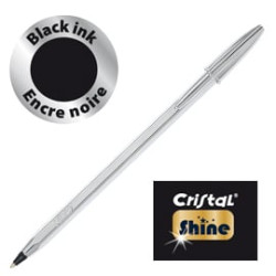 Scatola 20 penna sfera cristal? shine silver medio 1,0mm nero bic?