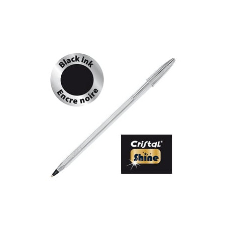 Scatola 20 penna sfera cristal? shine silver medio 1,0mm nero bic?