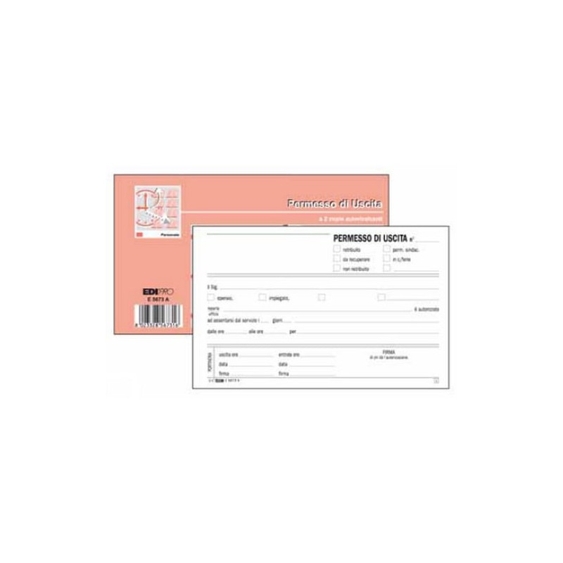 Blocco permesso uscita edipro 50/50 fogli autoricopiante 9,9x17cm