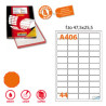 Etichetta adesiva a/406 arancio fluo 100fg a4 47,5x25,5mm (44et/fg)