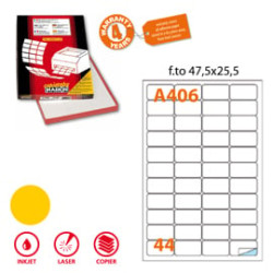 Etichetta adesiva a/406 giallo fluo 100fg a4 47,5x25,5mm (44et/fg)