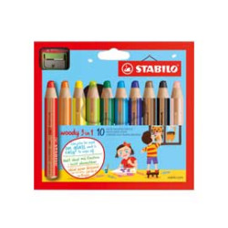 Astuccio 10 pastelli stabilo woody 3in1 + temperino [880/10-2]