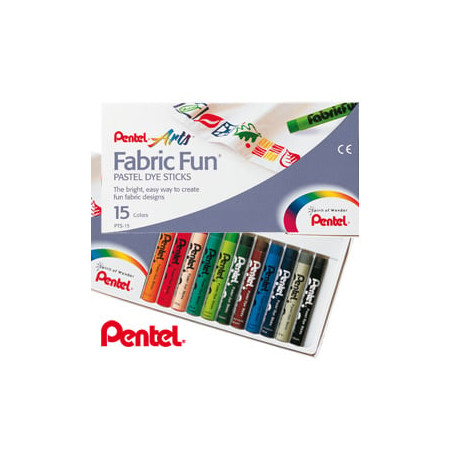 Astuccio 15 pastelli per tessuto fabric fun pentel [pts-15]