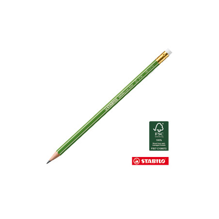 Scatola 12 matite c/gommino grafite hb fsc stabilo green graph [6004/hb]