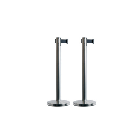 Set 2 colonnine segnapercorso con nastro nero 210cm budget retractable