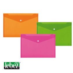 Set 3 buste con bottone a4-33,5x23,5cm colori fluo ass. lebez