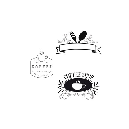 Set 3 stencil a tema cibobevande per vetri securit [wd-3a2-fd]