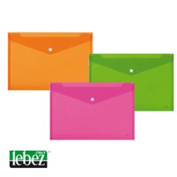 Set 5 buste con bottone a5-24x18,5cm colori fluo ass. lebez art.80439