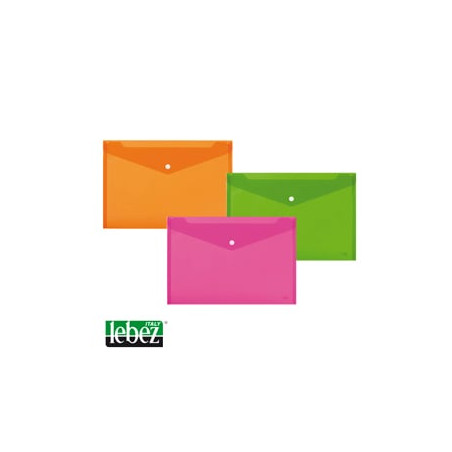 Set 5 buste con bottone a5-24x18,5cm colori fluo ass. lebez art.80439