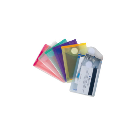 Set 6 buste pp con velcro f.to verticali 8x11.5cm colori assortiti