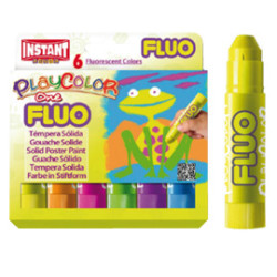 Tempera solida playcolor 6 colori fluo in stick da 10gr [10431]