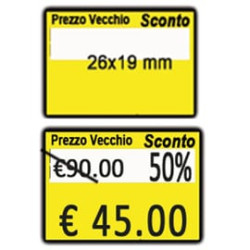 Pack 10 rotoli 600 etich. 26x19mm "taglio prezzo..." giallo