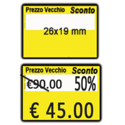 Pack 10 rotoli 600 etich. 26x19mm "taglio prezzo..." giallo