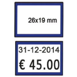 Pack 10 rotoli 600 etich. 26x19mm bianco remov. cornice blu printex