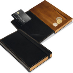 Porta conto in legno e similpelle securit [mc-dbbp-bl]