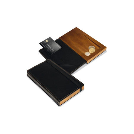 Porta conto in legno e similpelle securit [mc-dbbp-bl]