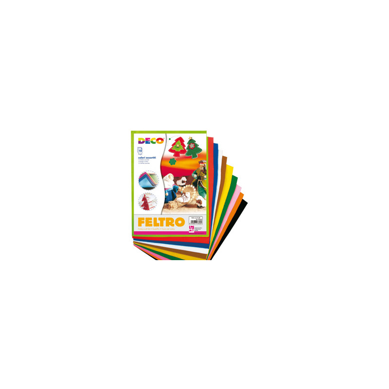 Feltro colorato conf. da 10 fogli in colori assortiti cwr [07653]