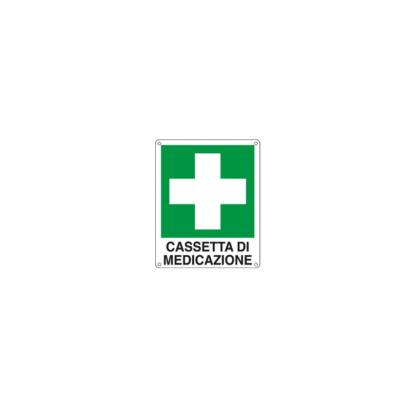 Cartello alluminio 12x14,5cm 'cassetta di medicazione' [e20113w]