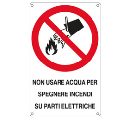 Cartello alluminio 16,6x26,2cm 'non usare acqua per spegnere
