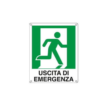 Cartello alluminio 25x31cm 'uscita di emergenza a dx' [e20106x]