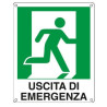 Cartello alluminio 25x31cm 'uscita di emergenza a dx' [e20106x]