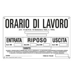 Cartello alluminio 30x20cm 'orario di lavoro'' [3301]