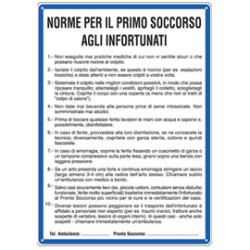 Cartello alluminio 33,3x47cm 'norme di primo soccorso agli infortunati''