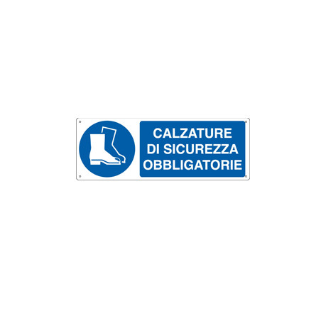 Cartello alluminio 35x12,5cm 'calzatura di sicurezza obbligatoria"