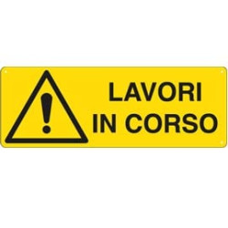 Cartello alluminio 35x12,5cm 'lavori in corso' [e1779k]