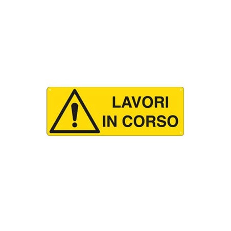 Cartello alluminio 35x12,5cm 'lavori in corso' [e1779k]