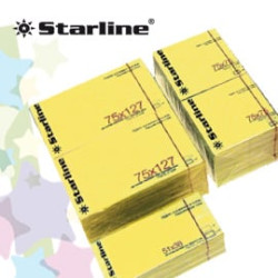 Blocchetto biglietti adesivi giallo 75x75mm 100fg 70gr starline [q900052]
