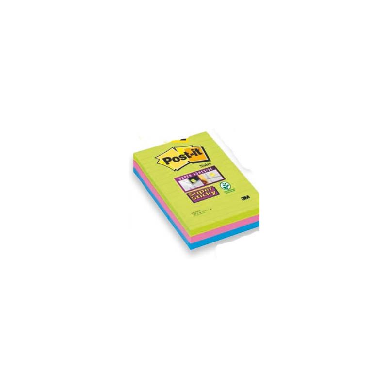 Blocco 90foglietti post-it?super sticky righe 101x152mm 660-3ssuc