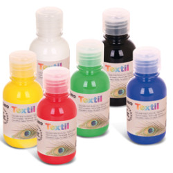Box 6 colori assortiti 125ml per tessuti primo [410tx125ass]