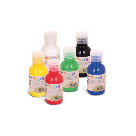 Box 6 colori assortiti 125ml per tessuti primo [410tx125ass]