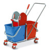 Carrello duo doppia vasca 25+25lt con pressa in factory [0470b]