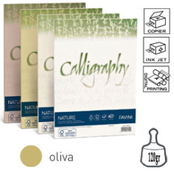 Carta calligraphy nature a4 50fg 120gr oliva favini [a69n534]
