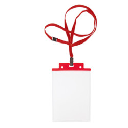 10 portanome pass 6s-p 10x15cm (a6) rosso con cordoncino rosso