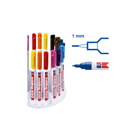 Astuccio 10 marcatore permanente edding 400 punta conica col.assortiti