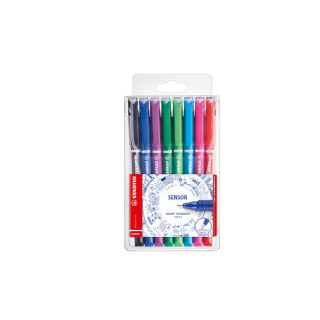Astuccio 8 fineliner stabilo sensor punta 0.3mm colori assortiti