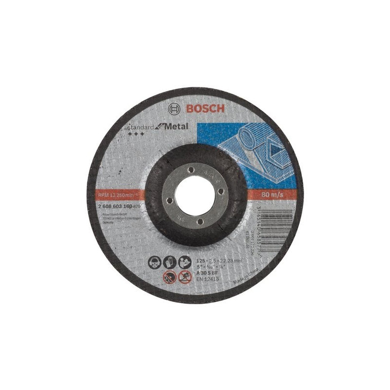 Disco abrasivo bosch da taglio per metallo 125x22x2,5mm standard