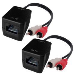 Adattatore techly rj45 cat.5 2xrca f/m