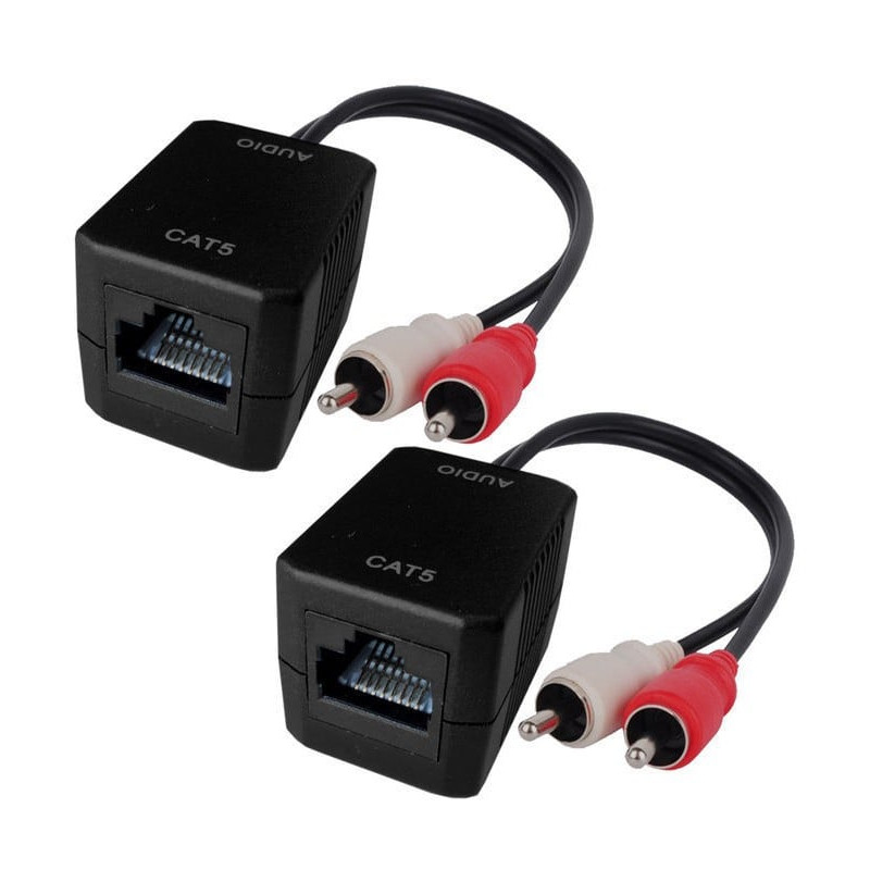 Adattatore techly rj45 cat.5 2xrca f/m