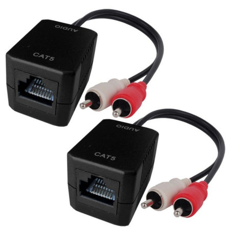 Adattatore techly rj45 cat.5 2xrca f/m