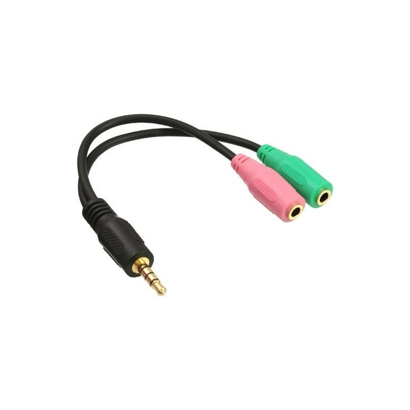 Cavo audio sdoppiatore inline jack 3,5mm maschio / 2xjack 3,5mm femmina