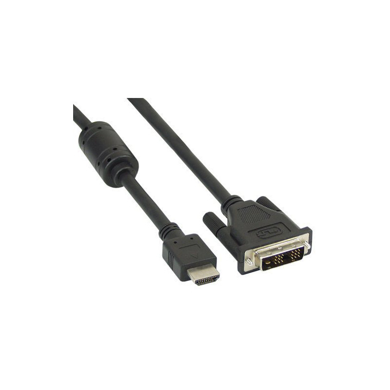 Cavo inline hdmi a dvi 18+1 m/m, 3m, ferrite, nero [17663]