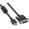 Cavo inline hdmi a dvi 18+1 m/m, 3m, ferrite, nero [17663]