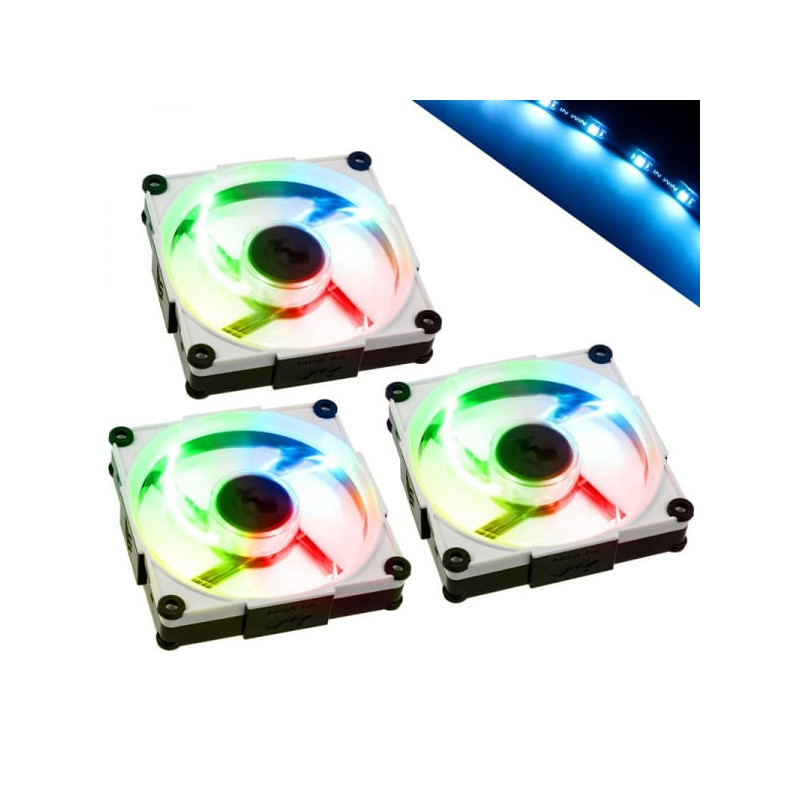 Ventola 120x120 in win aurora rgb-led set 3pz nero/bianco