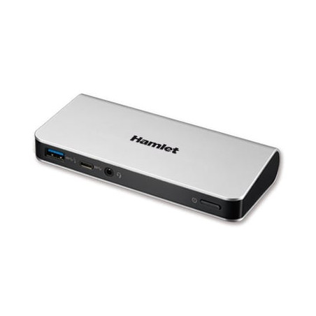 Docking station hamlet usb-c / gige 60w argento/nero [hdocks500c]