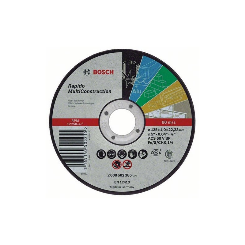 Disco abrasivo da taglio bosch rapido 115 x 1 mm [2608602384]