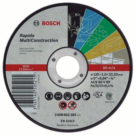 Disco abrasivo da taglio bosch rapido 115 x 1 mm [2608602384]
